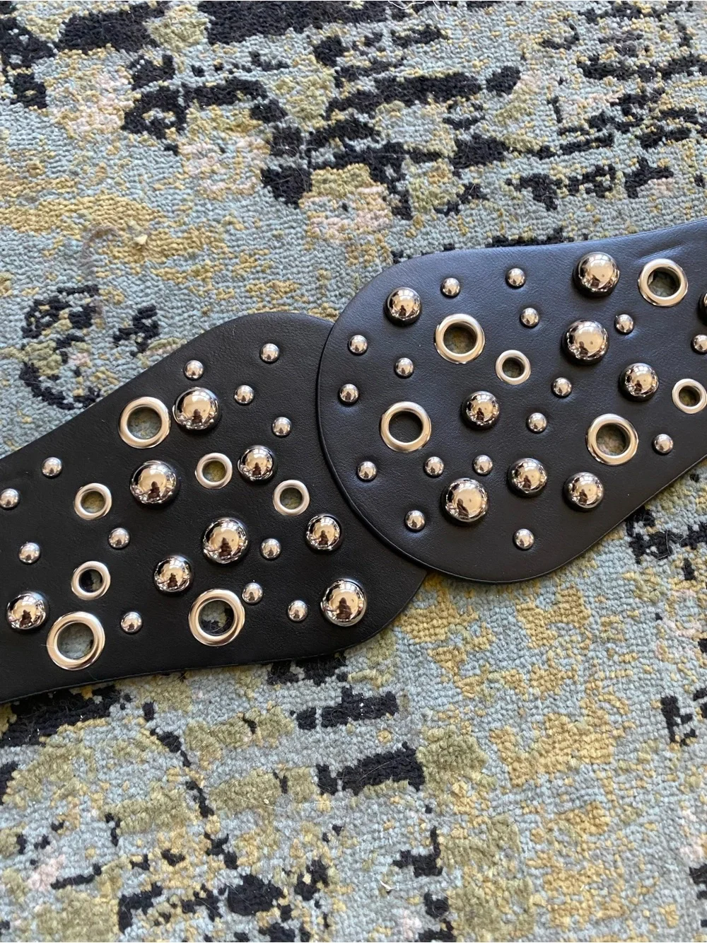 Studded Black Wide Waist Belt - Fashion Accessory